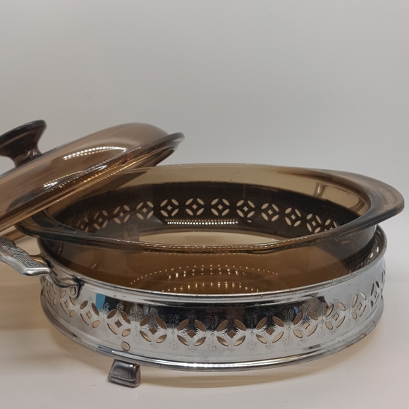 VINTAGE 8.75" SILVER CASSEROLE DISH HOLDER | SERVER BAKING DISH SOLD SEPARATELY - Picture 1 of 10
